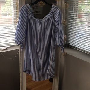 Striped off the shoulder Old Navy dress.